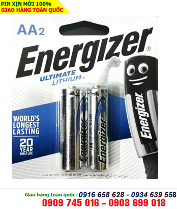 Pin AA Energizer Ultimate Lithium L91 -1,5V | 9X longer Lasting _Made in Singapore _Vỉ 2viên